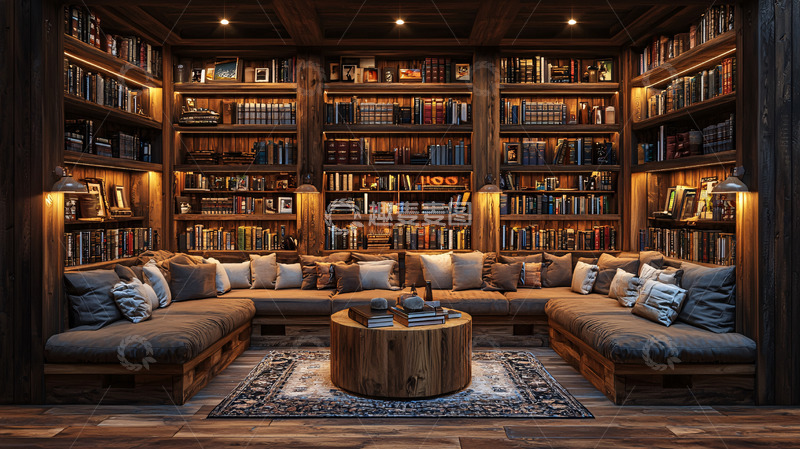 高清大图下载【趣麦麦图】暗色调书房