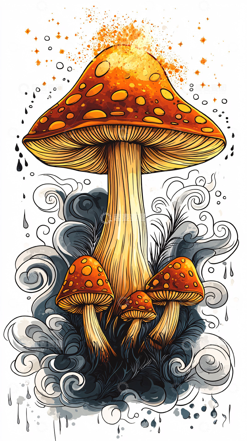 高清大图下载【趣麦麦图】手绘蘑菇