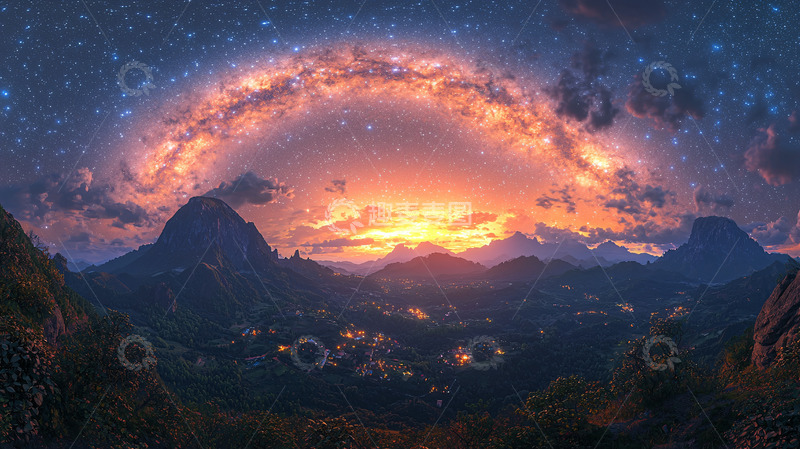 高清大图下载【趣麦麦图】星空山脉日出