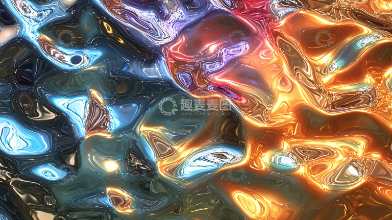 高清大图下载【趣麦麦图】流体金属质感抽象背景