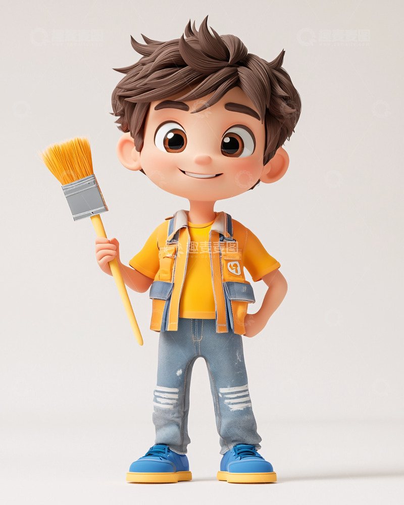 高清大图下载【趣麦麦图】可爱卡通男孩