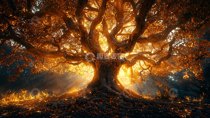 高清大图下载【趣麦麦图】燃烧的巨树