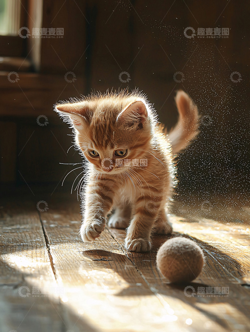 高清大图下载【趣麦麦图】小猫玩毛线球