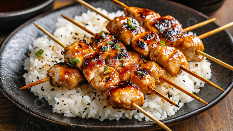 高清大图下载【趣麦麦图】烤鸡肉串