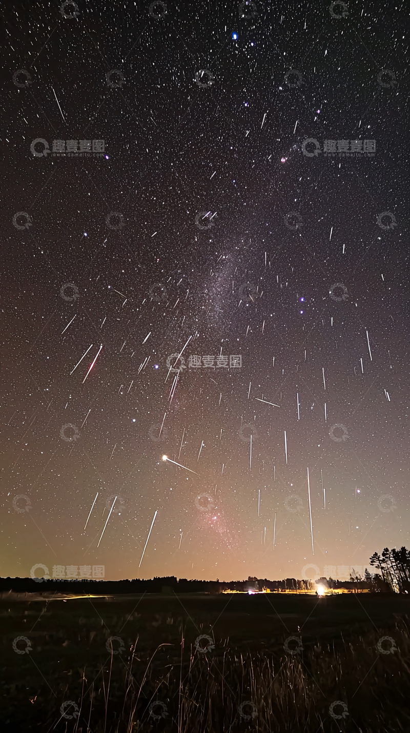 高清大图下载【趣麦麦图】夜空流星雨