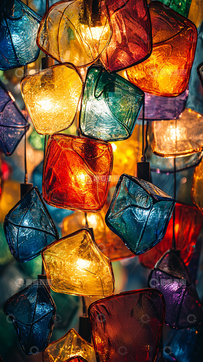 高清大图下载【趣麦麦图】彩色玻璃灯饰