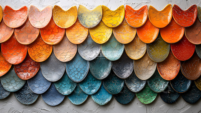 高清大图下载【趣麦麦图】彩色陶瓷鳞片