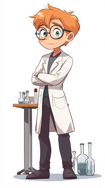 卡通小科学家