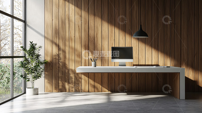高清大图下载【趣麦麦图】极简风格木质办公桌