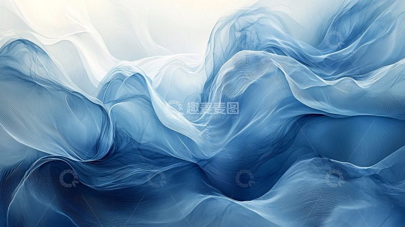 高清大图下载【趣麦麦图】轻盈飘逸的蓝色丝绸质感