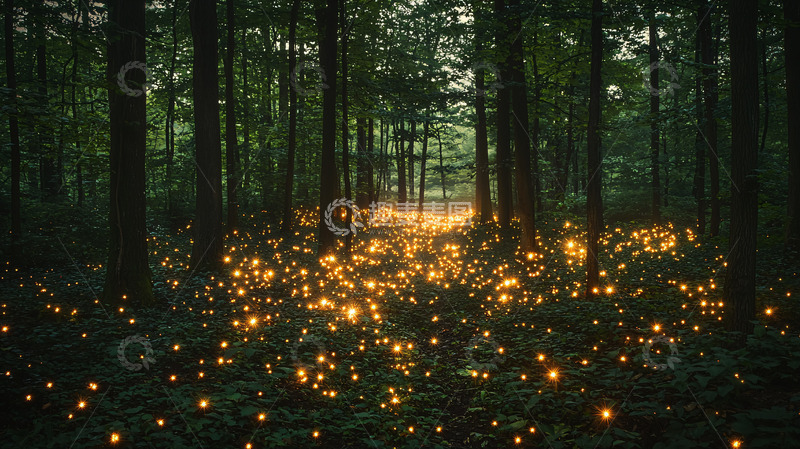 高清大图下载【趣麦麦图】森林萤火
