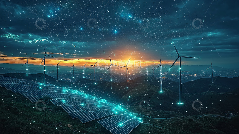 高清大图下载【趣麦麦图】风力发电与太阳能发电结合