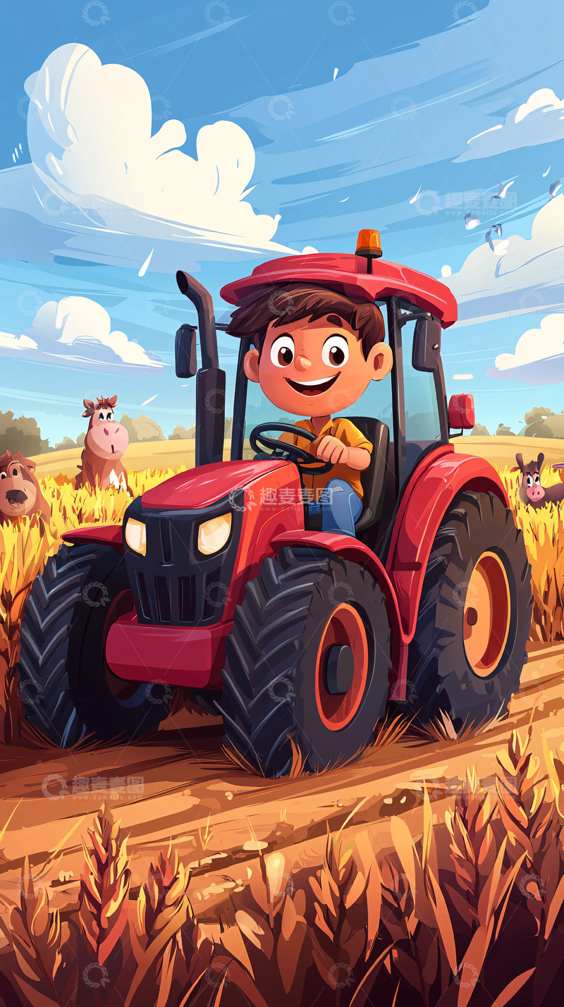 高清大图下载【趣麦麦图】卡通农场男孩