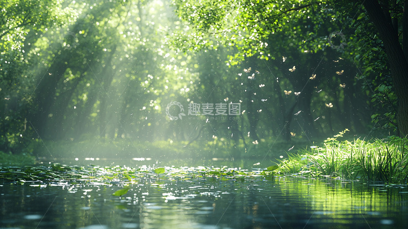高清大图下载【趣麦麦图】阳光森林小溪