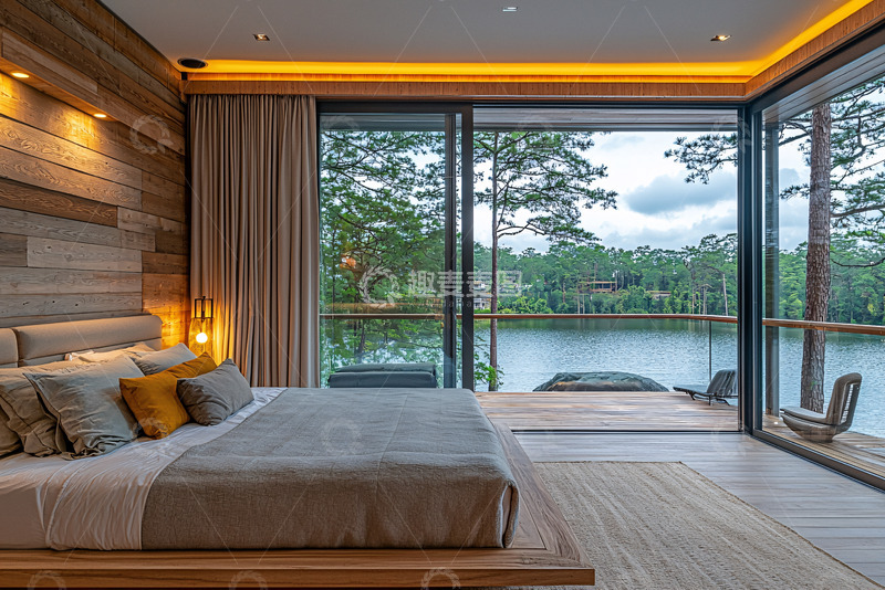 高清大图下载【趣麦麦图】湖景卧室