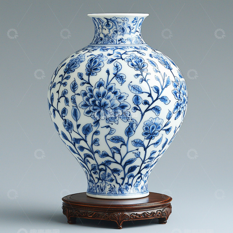 高清大图下载【趣麦麦图】青花瓷花瓶