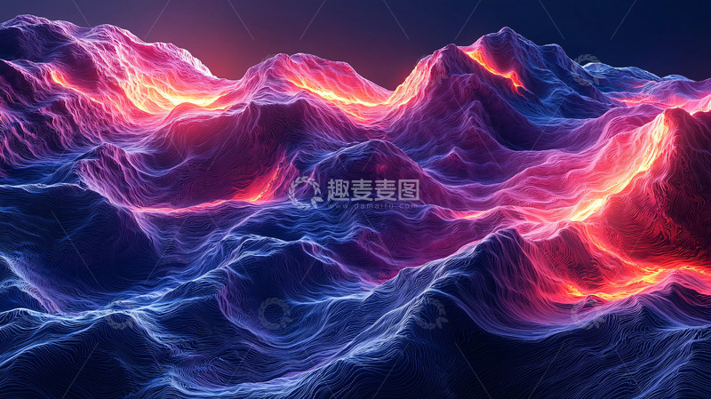 高清大图下载【趣麦麦图】抽象山脉霓虹光