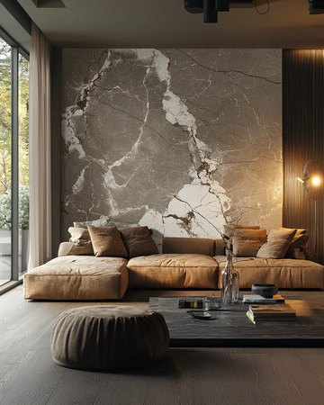 现代极简客厅大理石背景墙