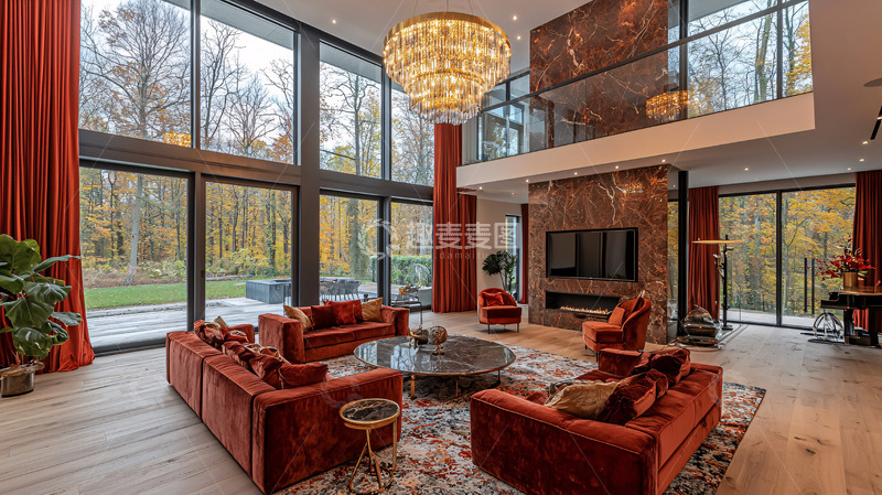 高清大图下载【趣麦麦图】现代轻奢别墅客厅