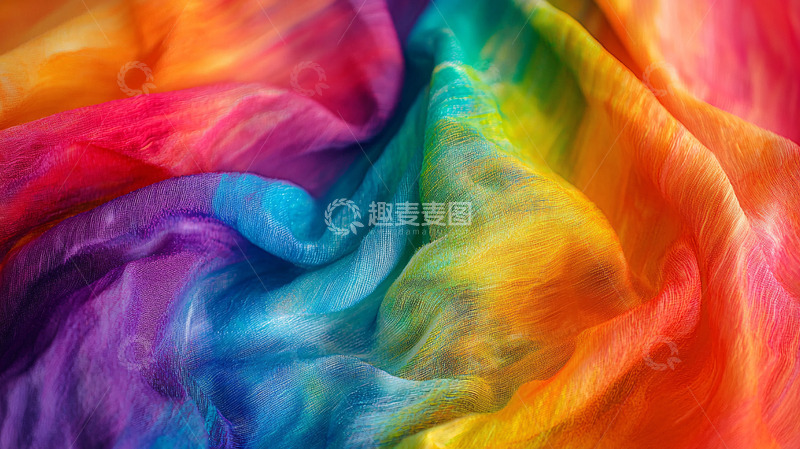 高清大图下载【趣麦麦图】彩虹渐变色丝绸布料
