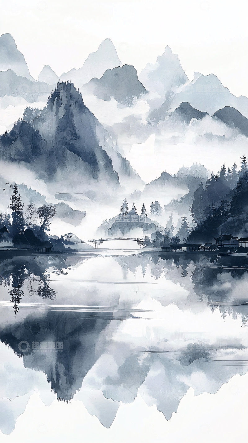 高清大图下载【趣麦麦图】水墨山水画138