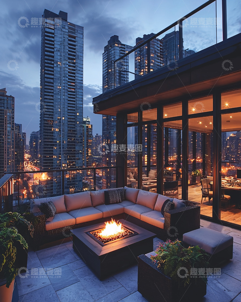 高清大图下载【趣麦麦图】夜景都市露台