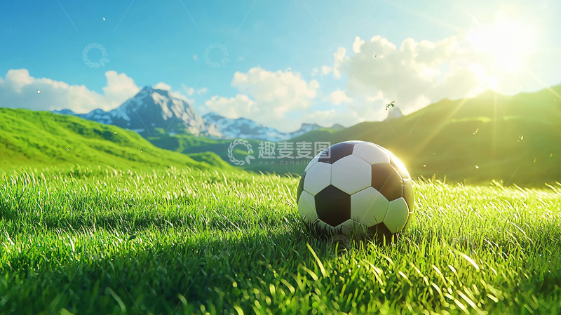 高清大图下载【趣麦麦图】足球在绿茵场上