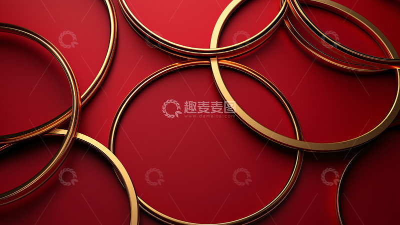 高清大图下载【趣麦麦图】红色背景金色圆环