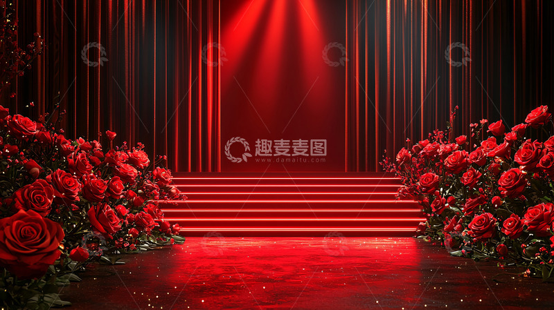 高清大图下载【趣麦麦图】红玫瑰舞台背景