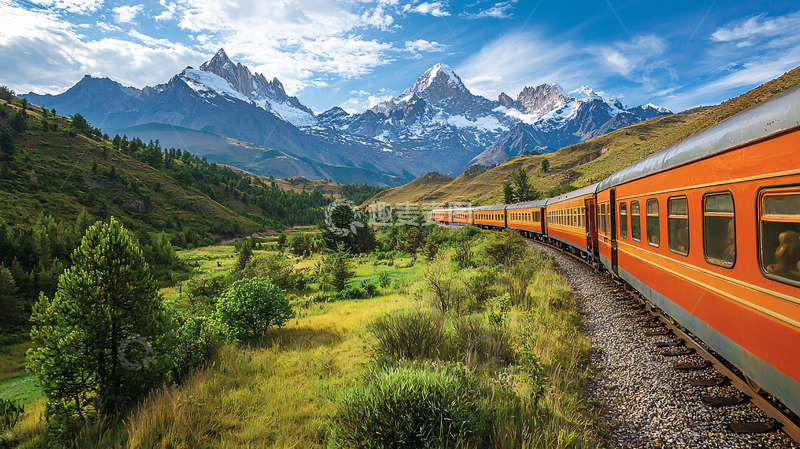 高清大图下载【趣麦麦图】山脉火车风景