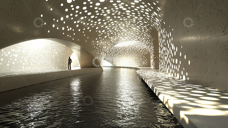 高清大图下载【趣麦麦图】光影斑驳的水上通道