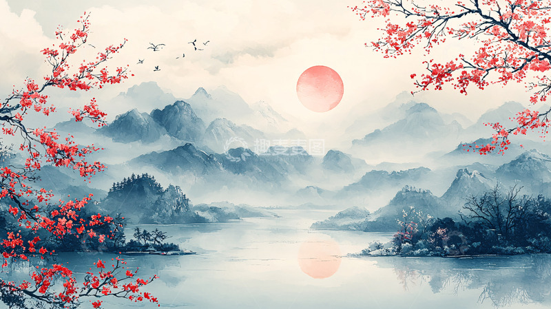 高清大图下载【趣麦麦图】水墨山水画140