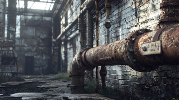 废弃工厂锈蚀管道