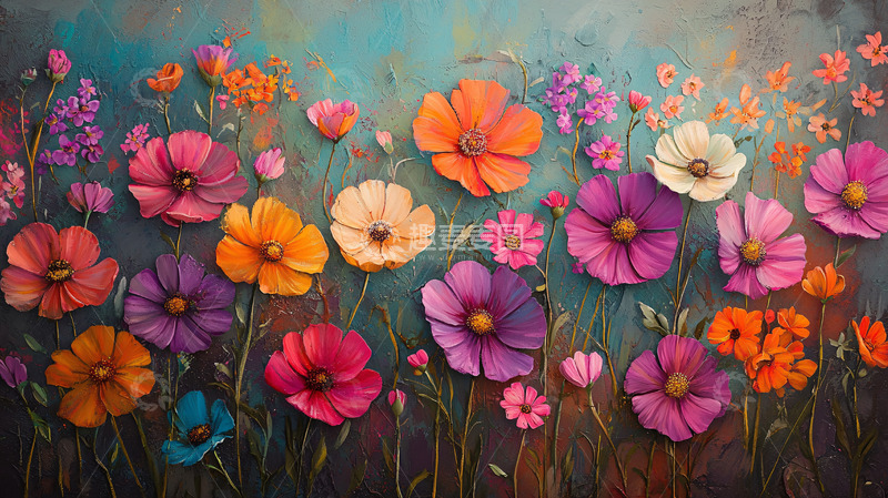 高清大图下载【趣麦麦图】多彩花田背景图