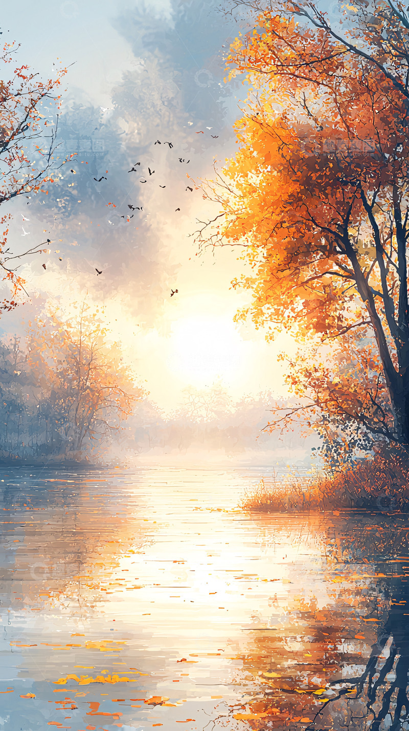 高清大图下载【趣麦麦图】秋日河流
