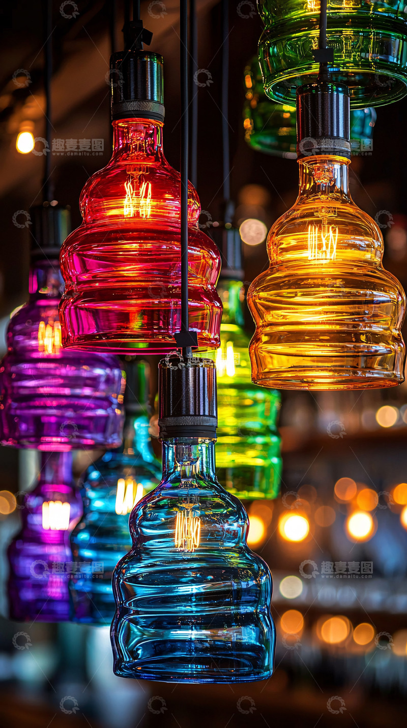 高清大图下载【趣麦麦图】彩色玻璃吊灯