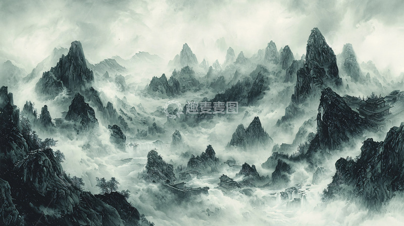 高清大图下载【趣麦麦图】水墨山水画139