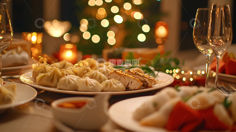 高清大图下载【趣麦麦图】圣诞节晚餐