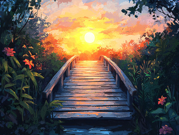 夕阳下的桥