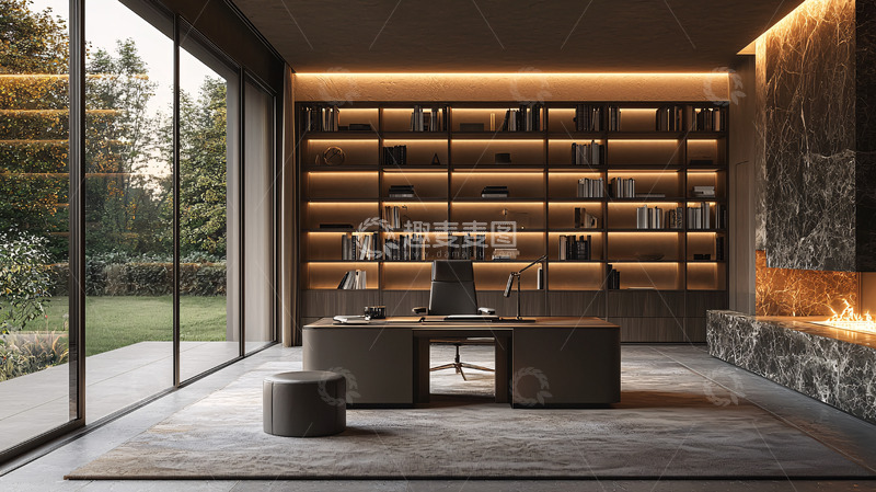 高清大图下载【趣麦麦图】现代极简书房设计