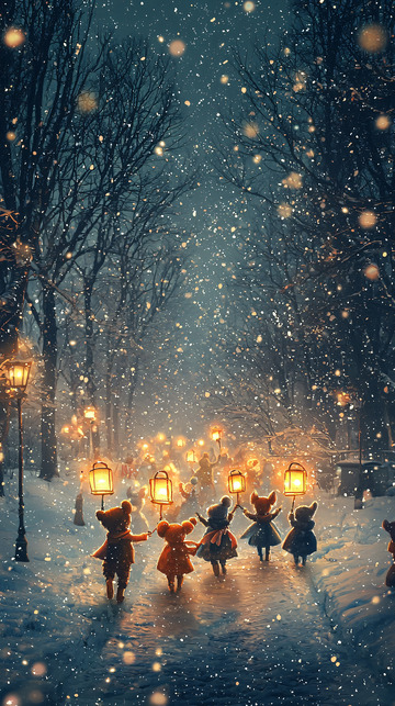 冬夜雪景童话故事