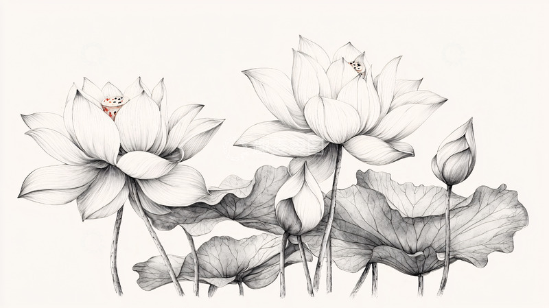 高清大图下载【趣麦麦图】水墨写意莲花图