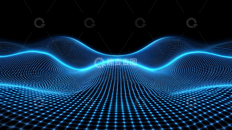 高清大图下载【趣麦麦图】蓝色科技感波浪背景