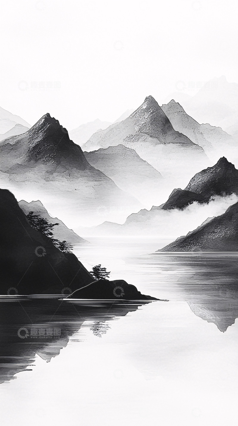 高清大图下载【趣麦麦图】水墨山水画143