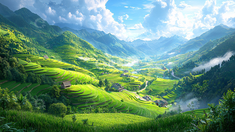 高清大图下载【趣麦麦图】绿色梯田