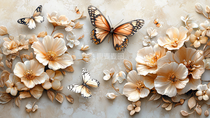 高清大图下载【趣麦麦图】高清花卉蝴蝶壁纸