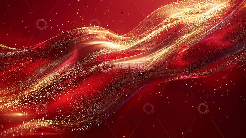 高清大图下载【趣麦麦图】红色金色波浪