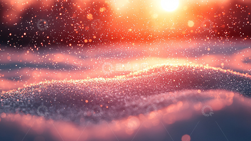 高清大图下载【趣麦麦图】夕阳下闪闪发光的雪地