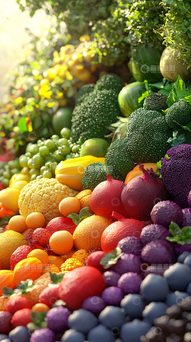 高清大图下载【趣麦麦图】彩虹般色彩丰富的水果蔬菜