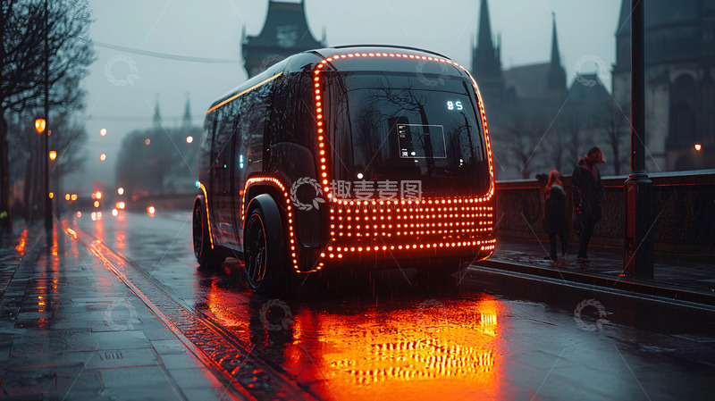 高清大图下载【趣麦麦图】未来感自动驾驶公交车